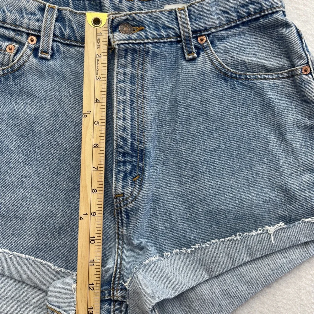 Levis 521 Denim Shorts Womens 14 Long High Waisted Vintage Cutoffs Festival Mom
